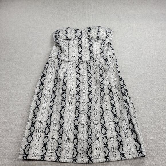 Carmin Womens Corset Dress Size M Gray Ivory Snakeskin Strapless Sweetheart Neck - Picture 12 of 13